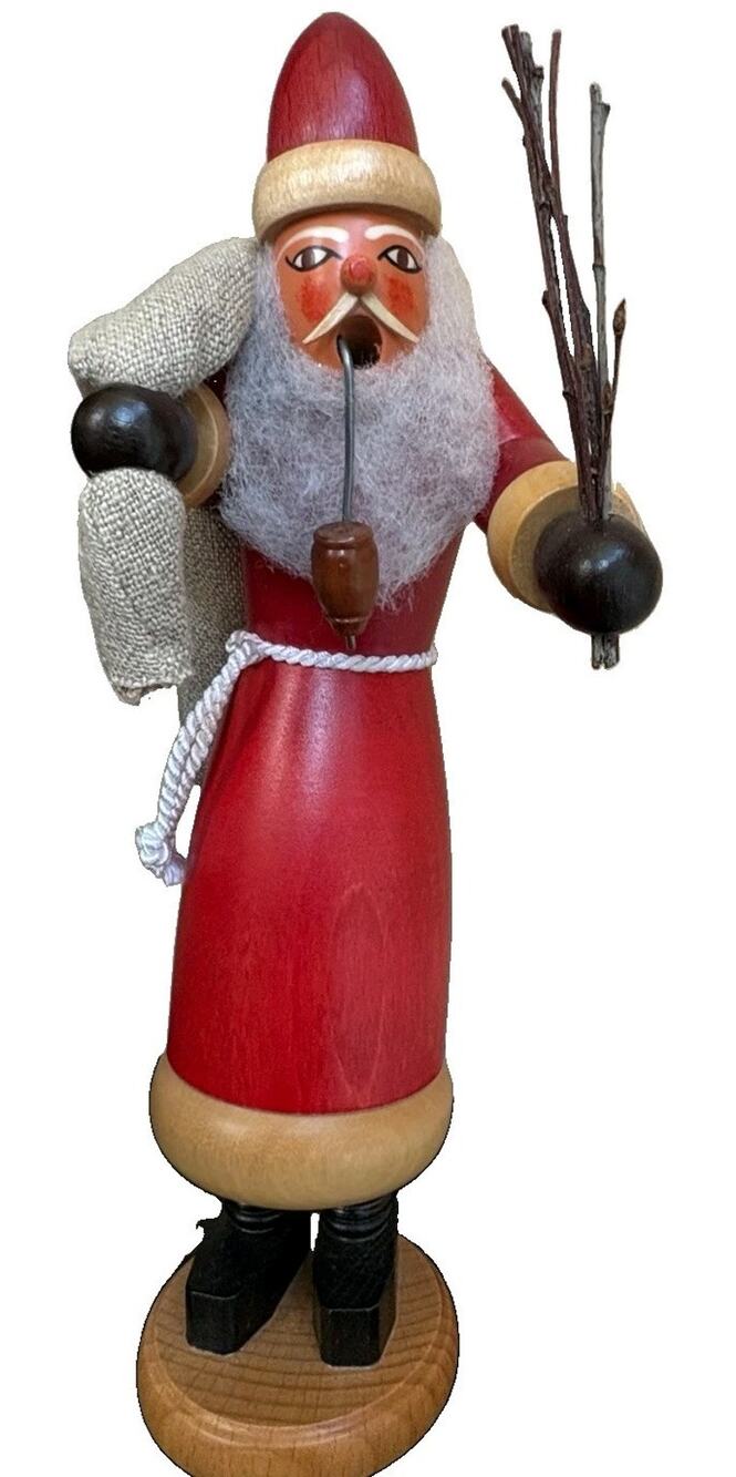 Hahnel Erzgebirge Santa Rauchermann Incense Smoker German Wood Christmas Vtg